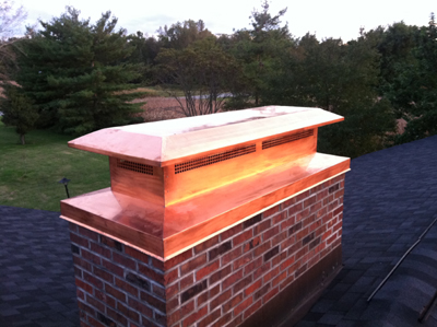 Before and after chimney cap replacement in West Babylon, NY
